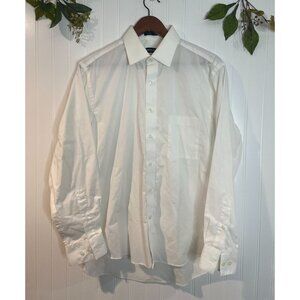 Men's Long Sleeve Slim Fit Dress Shirt - White- Pierre Cardin-M -15/15.5